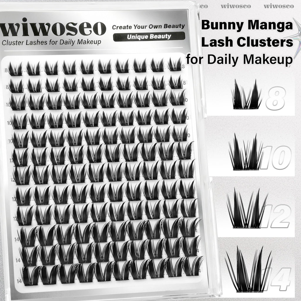 wiwoseo Bunny Lash Clusters - Manga Spiky Lashes Kit for DIY Salon Look