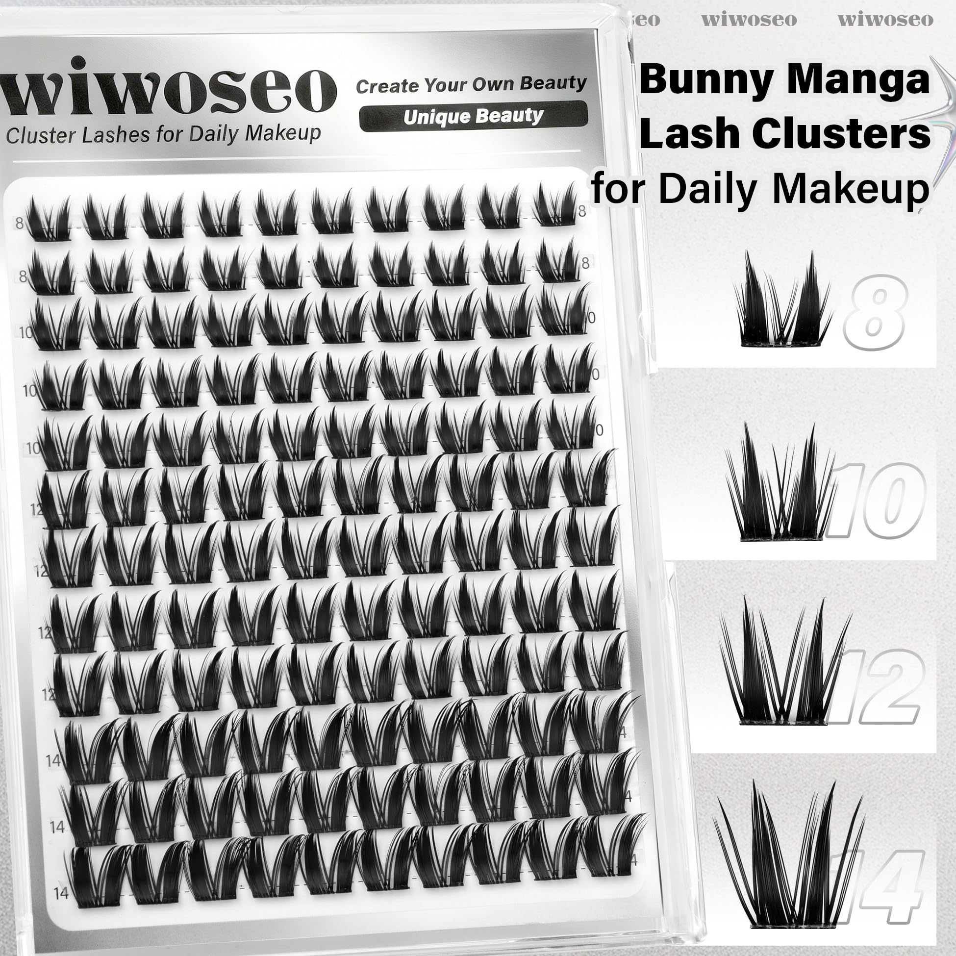 wiwoseo Bunny Lash Clusters - Manga Spiky Lashes Kit for DIY Salon Look