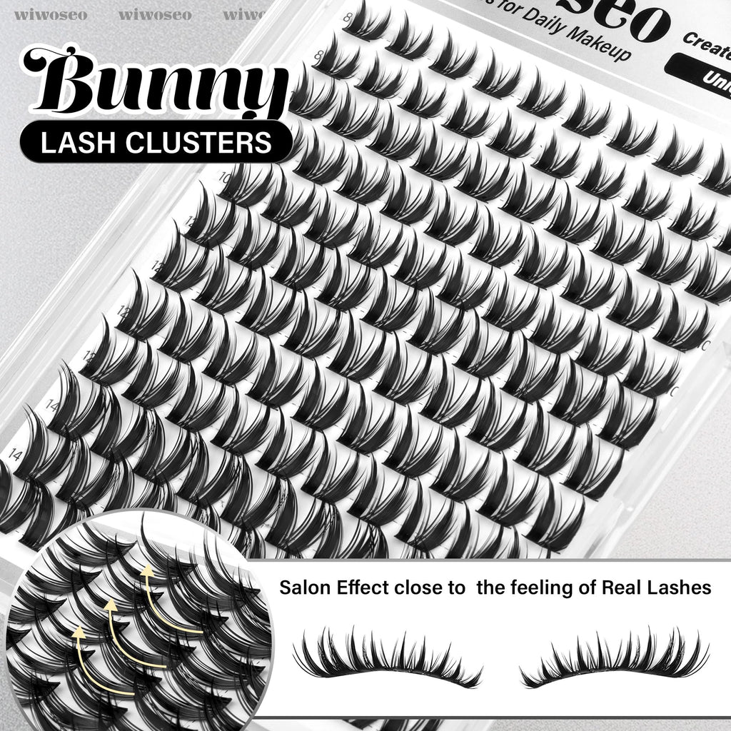 wiwoseo Bunny Lash Clusters - Manga Spiky Lashes Kit for DIY Salon Look