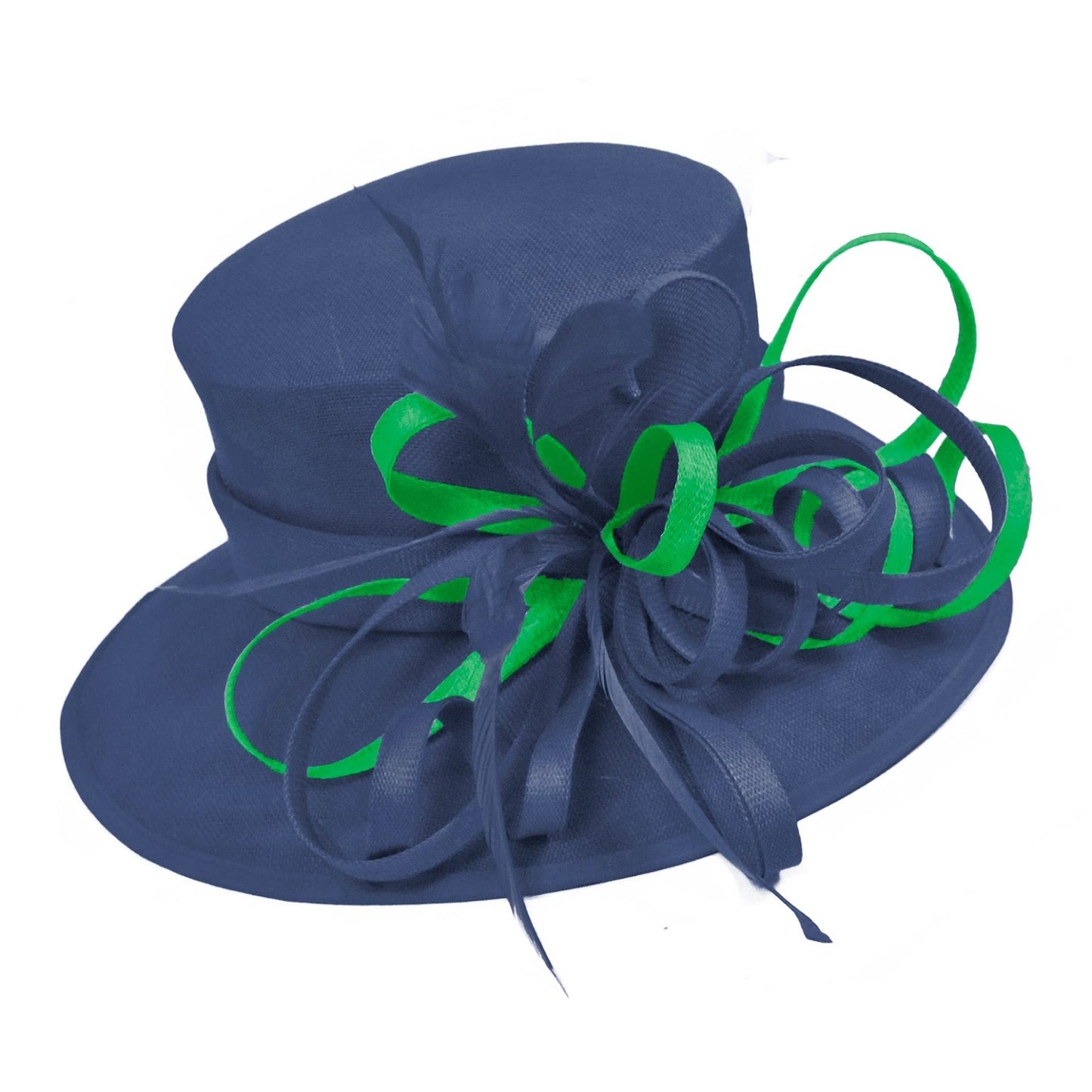 Navy and Jade Green Large Queen Brim Hat Occasion Hatinator Fascinator Weddings Formal