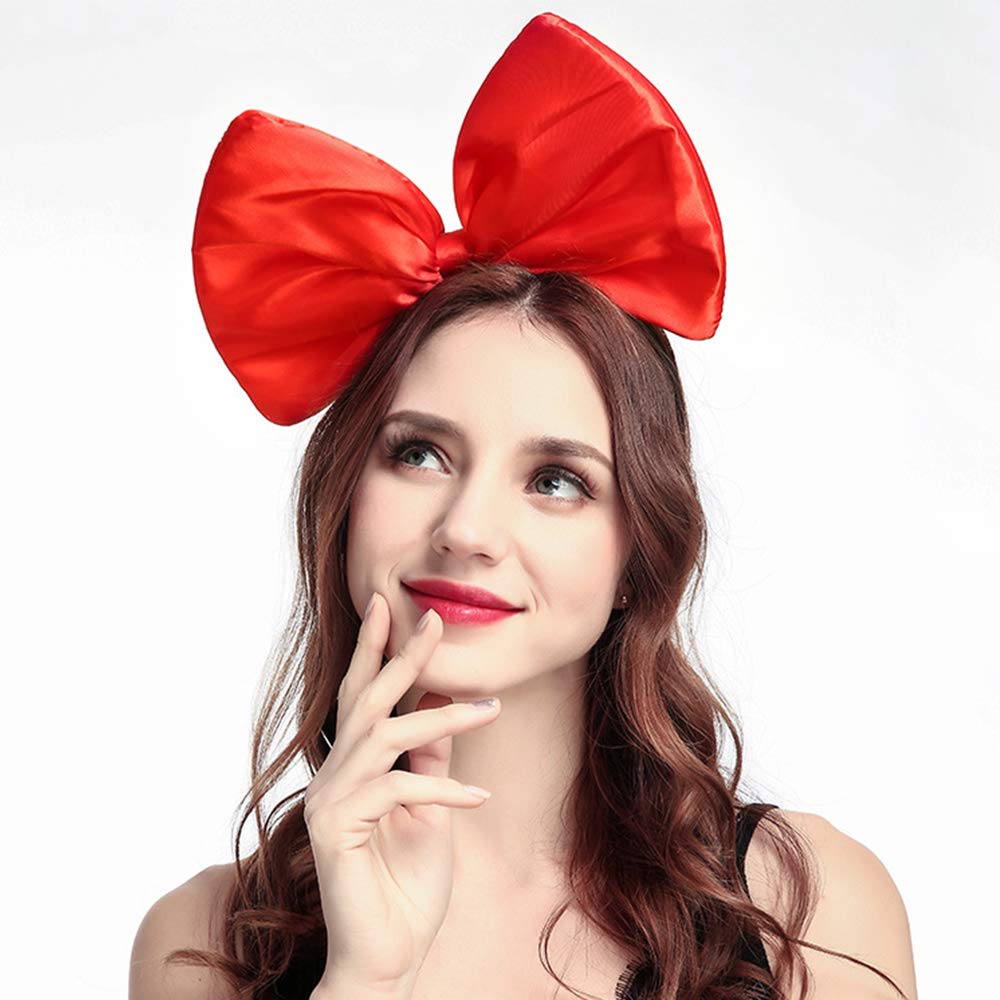 WLBON Bow Headband Red – Big Bow Hair Hoop, Handmade Party Accessory