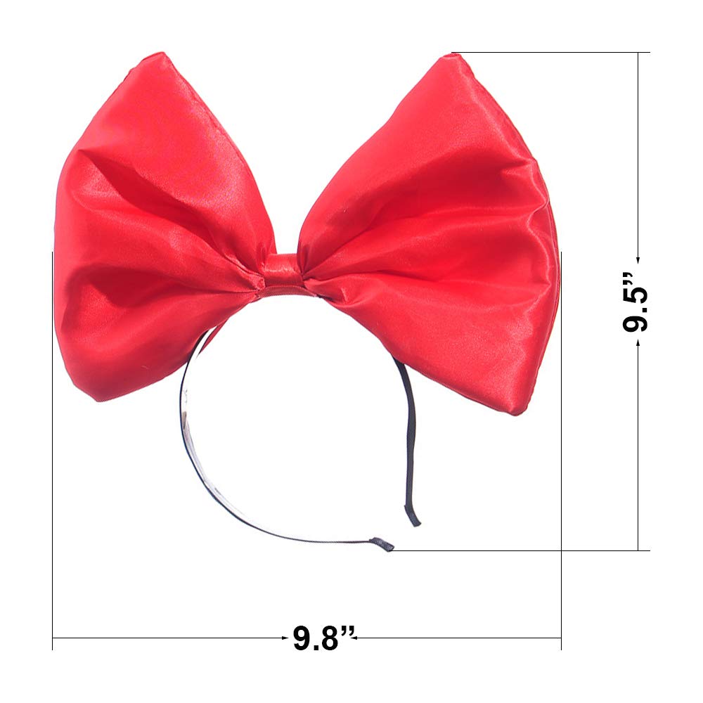 WLBON Bow Headband Red – Big Bow Hair Hoop, Handmade Party Accessory