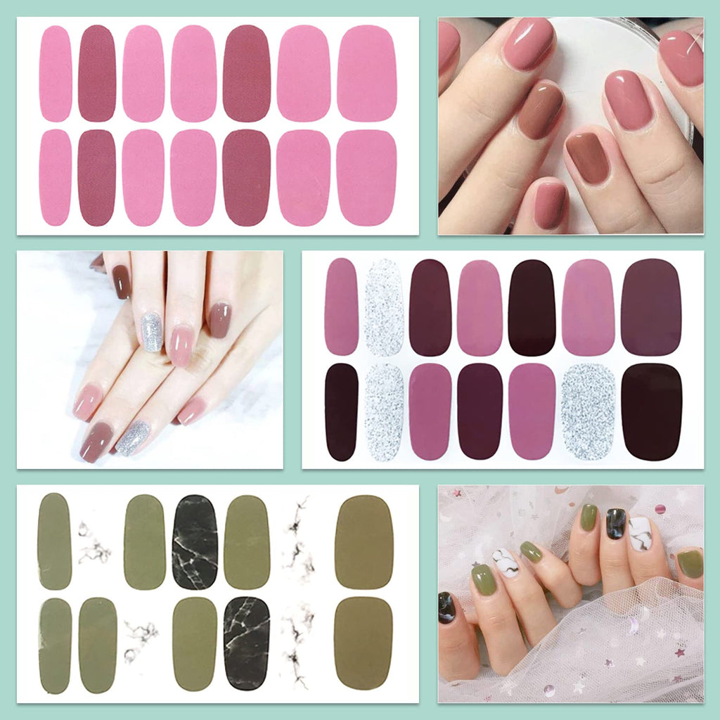 WOKOTO Moon Stars Nail Polish Strips – 20 Sheets Gradient Nail Wraps