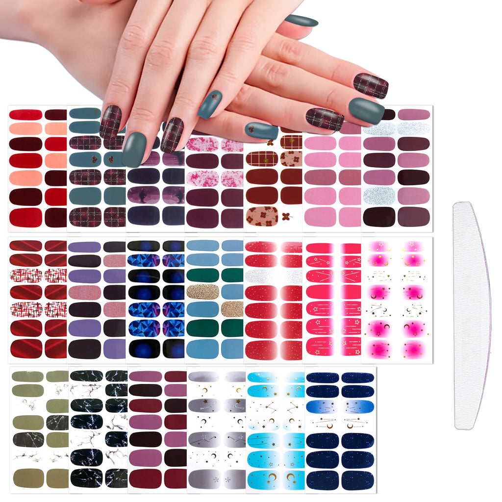 WOKOTO Moon Stars Nail Polish Strips – 20 Sheets Gradient Nail Wraps