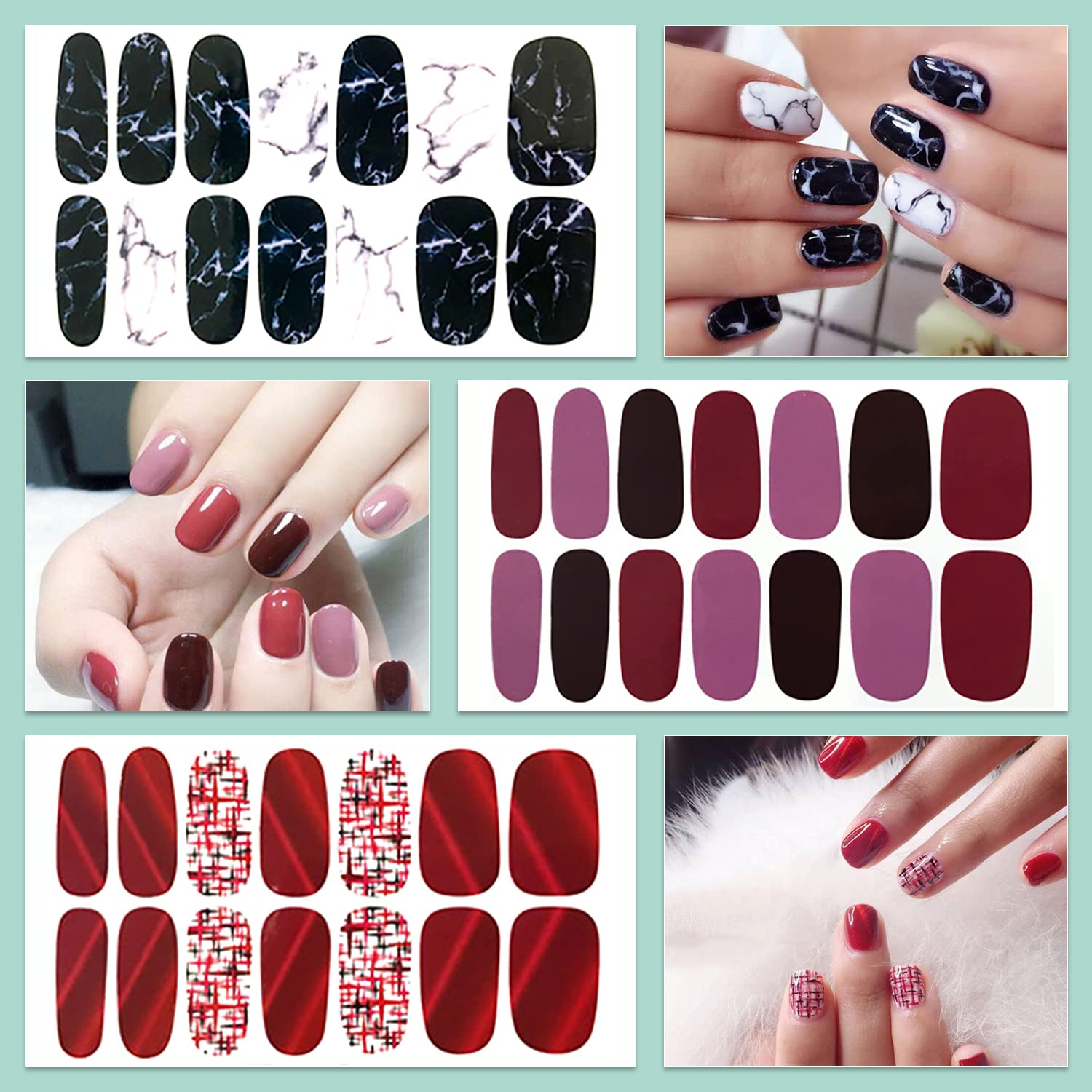WOKOTO Moon Stars Nail Polish Strips – 20 Sheets Gradient Nail Wraps