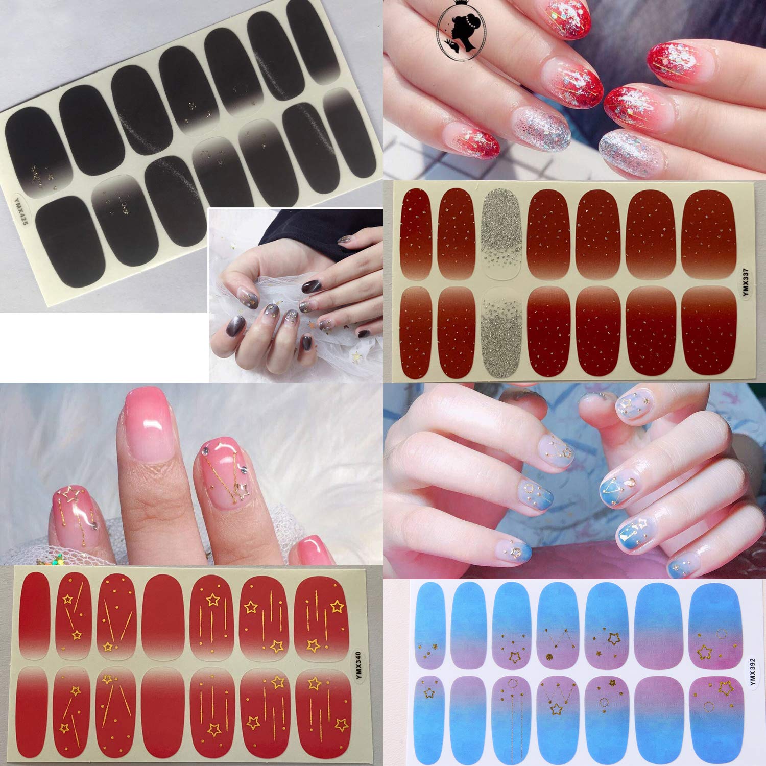 WOKOTO 20 Sheets Nail Polish Stickers Set – Gradient & Ombre Wraps + 1 File