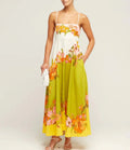 Casual Summer Dress For Women -  High Waist Sleeveless Linen Swing Dress in Elegant Print
