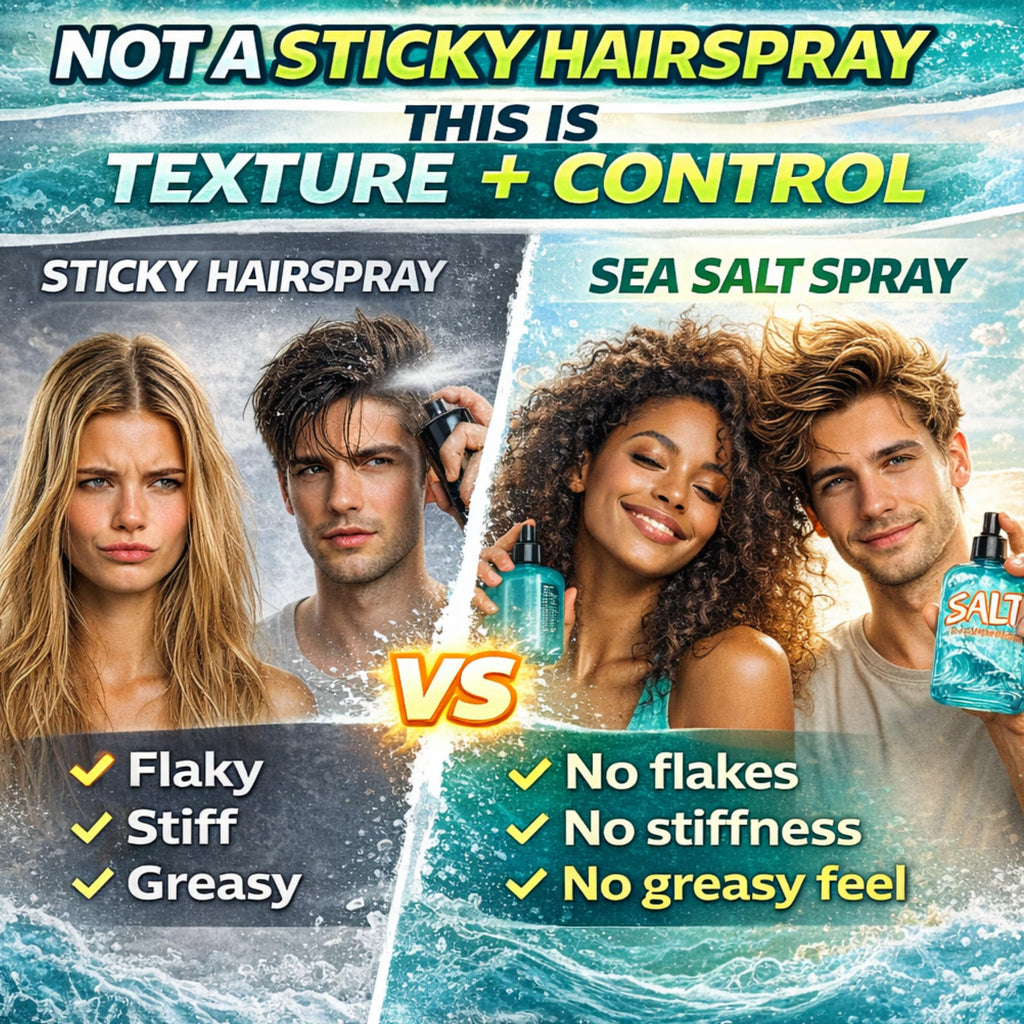 Wonder Family 2-in-1 Texturizing Sea Salt Spray – Beach Waves & Curly Hair, Extra Hold, Low Shine, 2 x 16 oz
