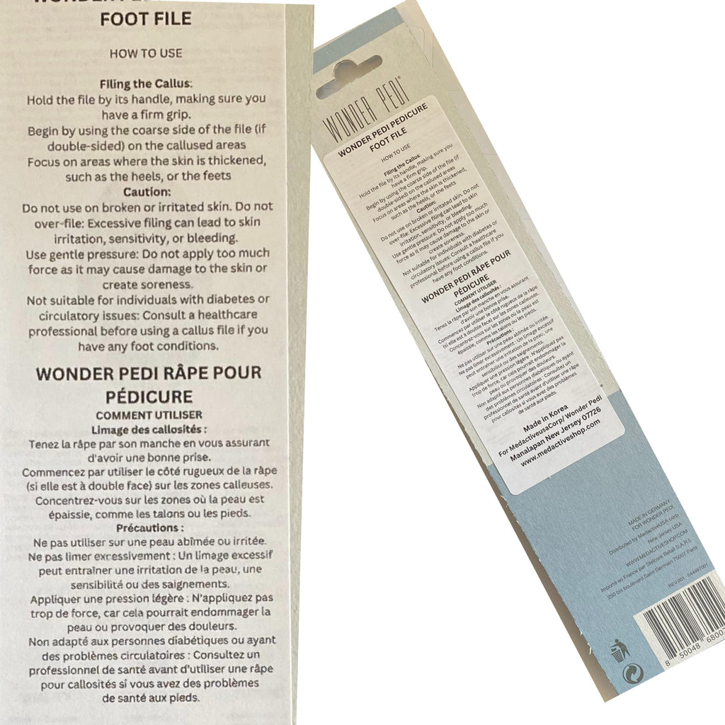 Wonder Pedi German-Made Double-Sided Foot File | Stainless Steel Pedicure Tool