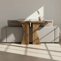 140cm Wood Console Table, 140 cm Sofa Table Entryway Table with K-Shaped Frame