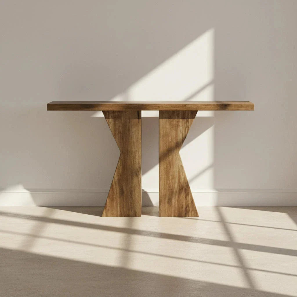 140cm Wood Console Table, 140 cm Sofa Table Entryway Table with K-Shaped Frame