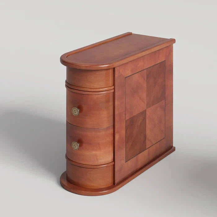 Narrow Storage End Table - Sofa Side & Bedside Table with 2 Easy-Glide Drawers