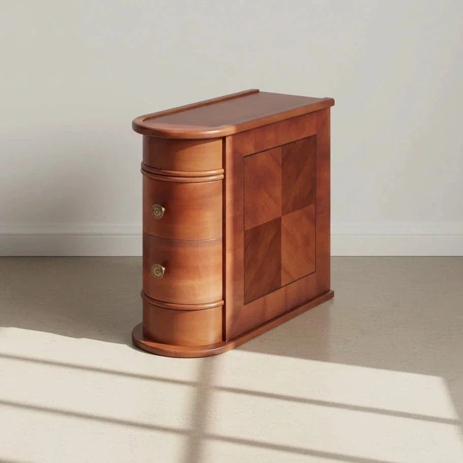 Narrow Storage End Table - Sofa Side & Bedside Table with 2 Easy-Glide Drawers