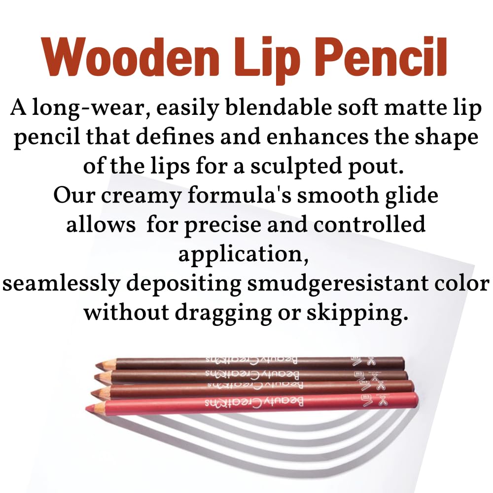 12-Color Wooden Lip Liner Set — High Pigment, Long-Wearing, Smudge-Resistant