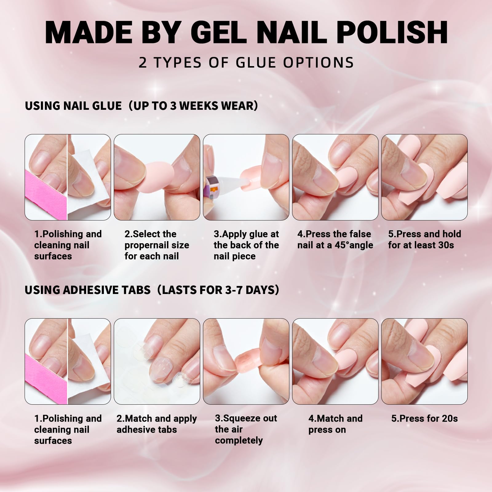Wooyas Press On Nails Short – Classic Red Gel Nails, 24 Pcs, 12 Sizes, Reusable