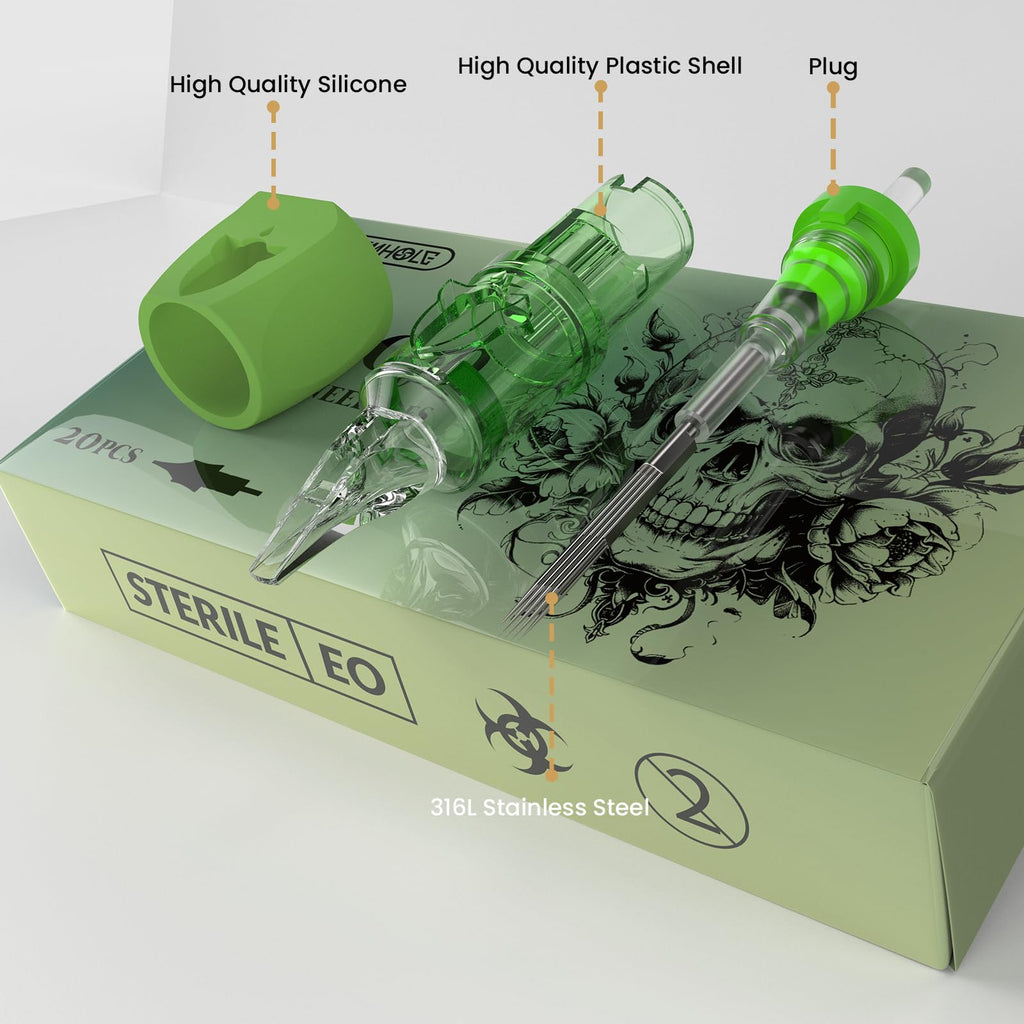 Wormhole Tattoo 11RM Cartridge Needles – 11 Round Magnum, 3.5mm Taper, 20Pcs with Finger Ledge