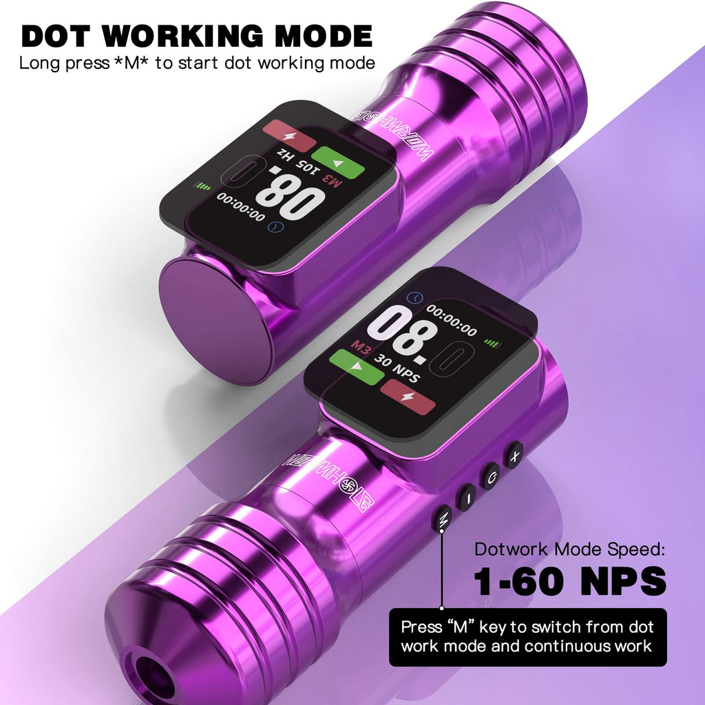 Wormhole Tattoo Wireless Tattoo Gun Kit - Aluminum Alloy, Dot Work Mode, Large Screen Display
