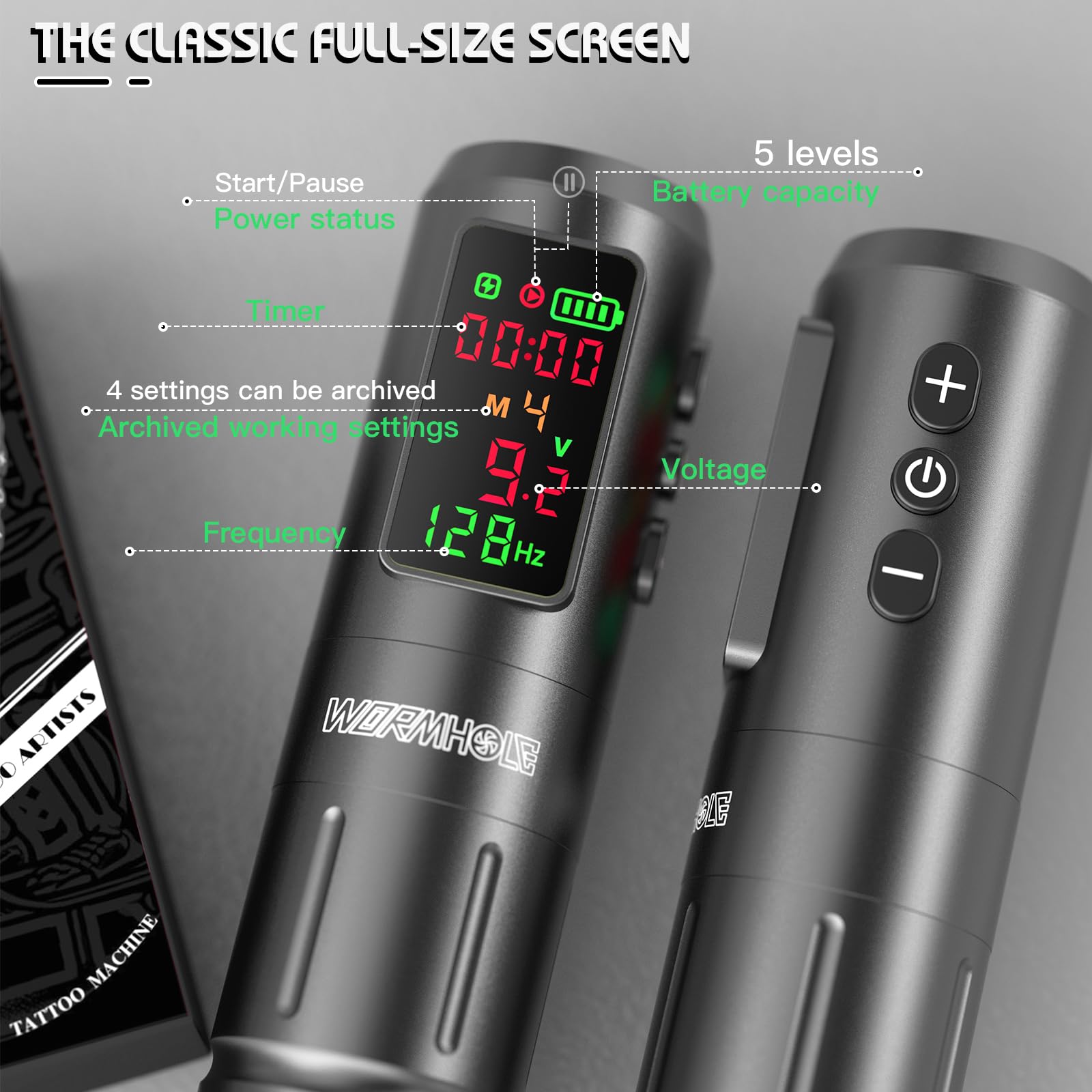 Wormhole Tattoo Gun Kit: Wireless 1600mAh Battery, 20 Needles, Xtreme Ink, Smart Pen