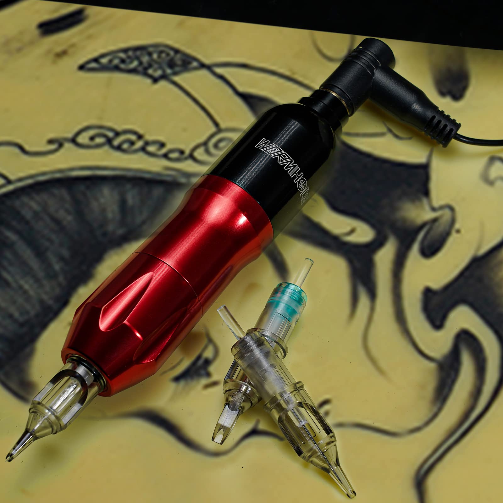 Wormhole Tattoo Kit WTK079 – Complete Tattoo Gun Kit with 20 Cartridges, 10 Inks, Foot Pedal & Power Supply