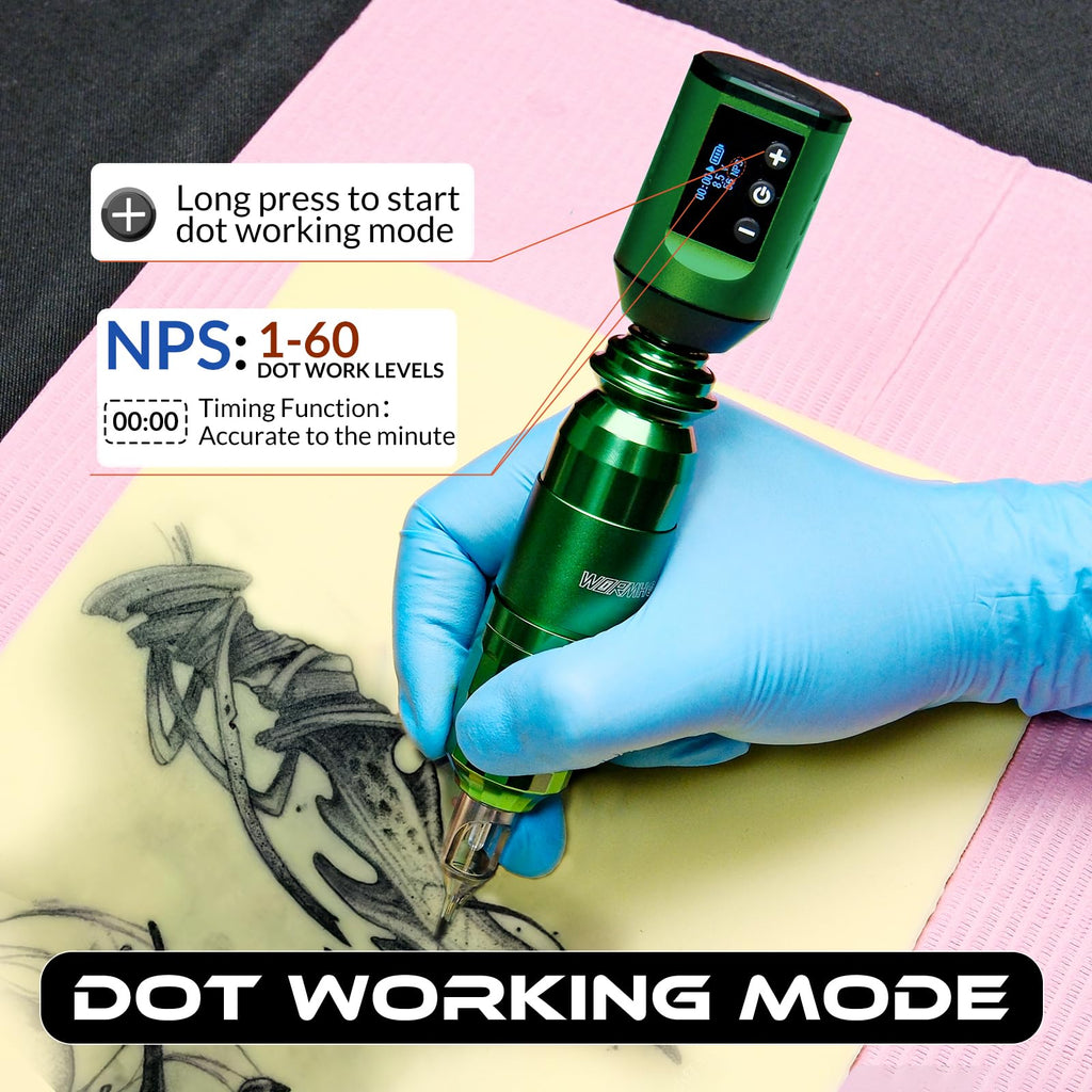 Wormhole Tattoo WTK258 Wireless Tattoo Gun Kit – Pro Pen, 1500mAh Battery, Dot Work & Precision Control