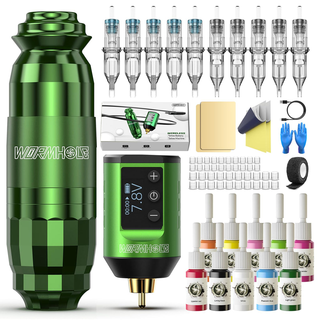Wormhole Tattoo WTK258 Wireless Tattoo Gun Kit – Pro Pen, 1500mAh Battery, Dot Work & Precision Control