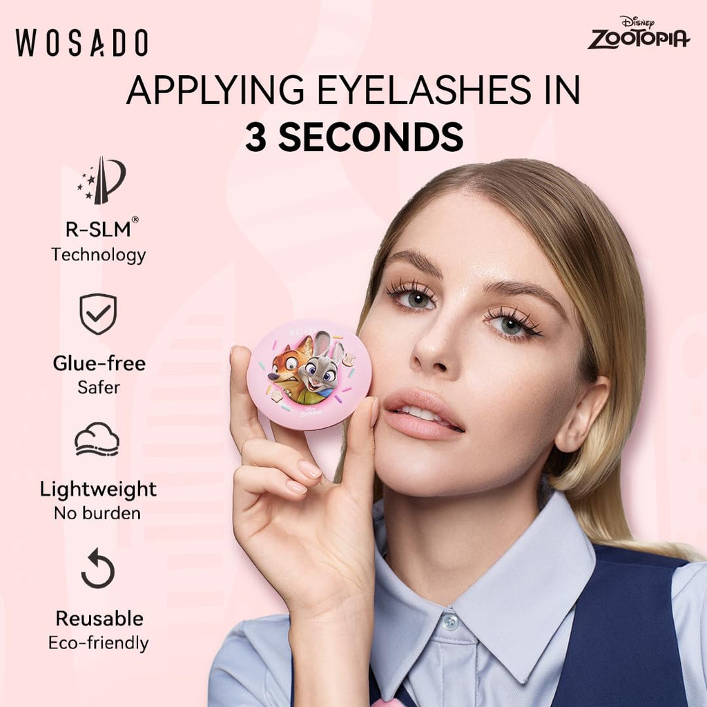 WOSADO x Zootopia1 Bag Gift Set - Ice Black 21.5mm Magnetic Lashes | Reusable & Glue-Free