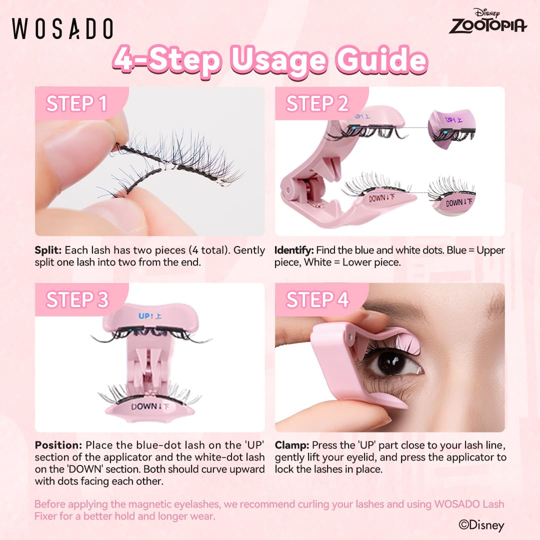 WOSADO x Zootopia1 Bag Gift Set - Ice Black 21.5mm Magnetic Lashes | Reusable & Glue-Free