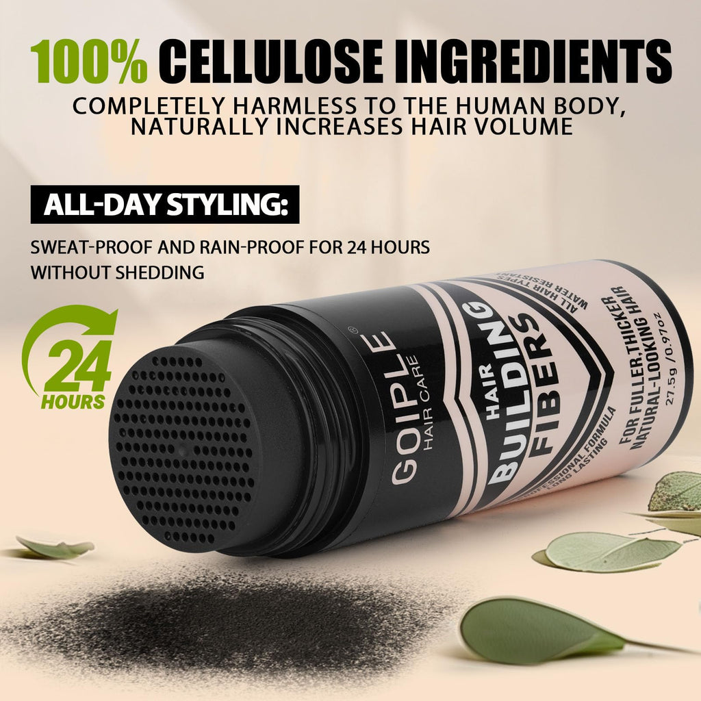 WOZUTUNT Hair Thickening Fibers & Pump Set – Hairline Enhancer & Volumizing Spray (Black)