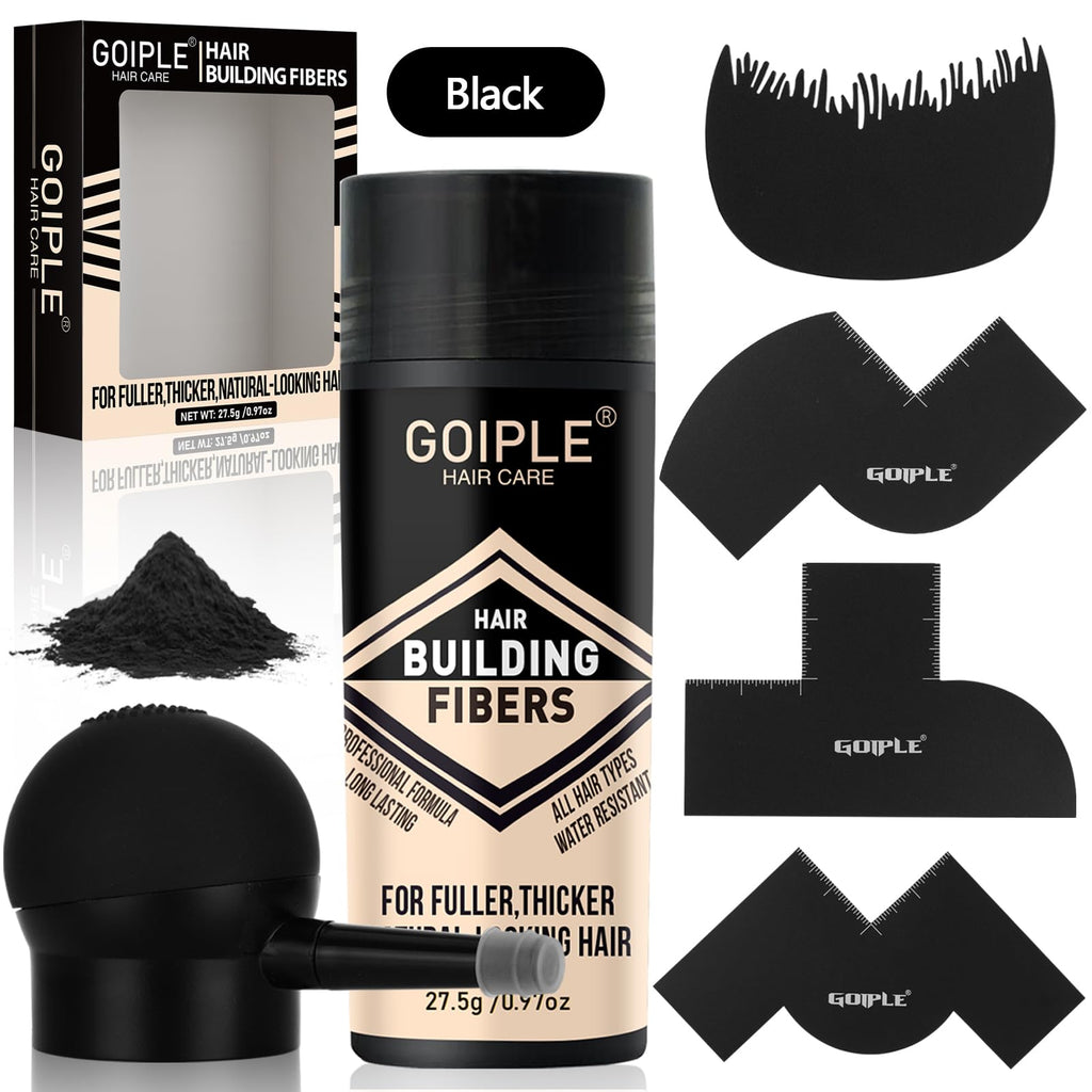WOZUTUNT Hair Thickening Fibers & Pump Set – Hairline Enhancer & Volumizing Spray (Black)