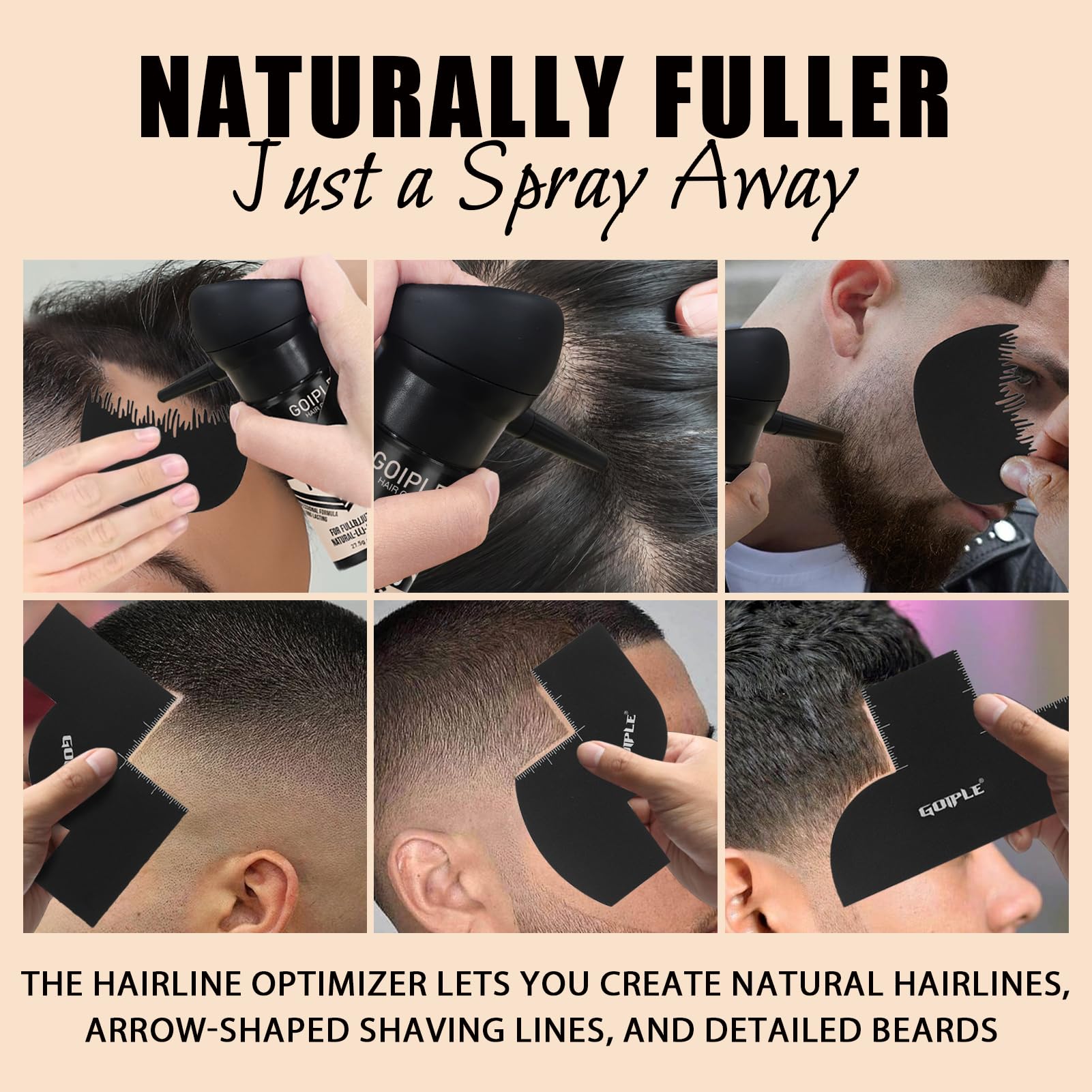 WOZUTUNT Hair Thickening Fibers & Pump Set – Hairline Enhancer & Volumizing Spray (Black)