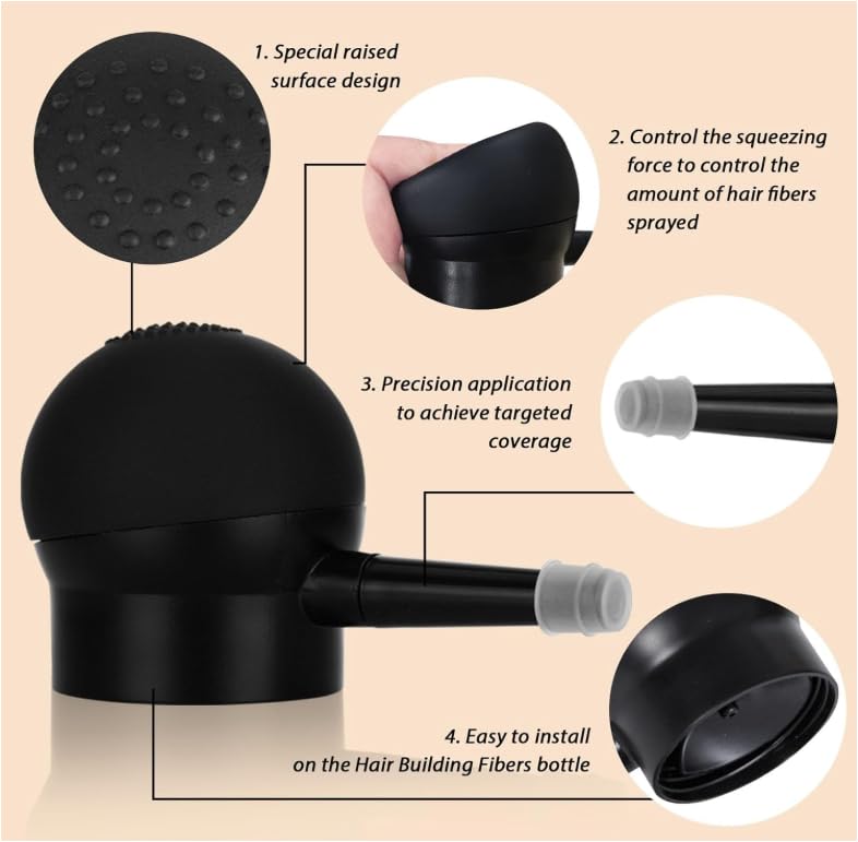 WOZUTUNT Hair Thickening Fibers & Pump Set – Hairline Enhancer & Volumizing Spray (Black)