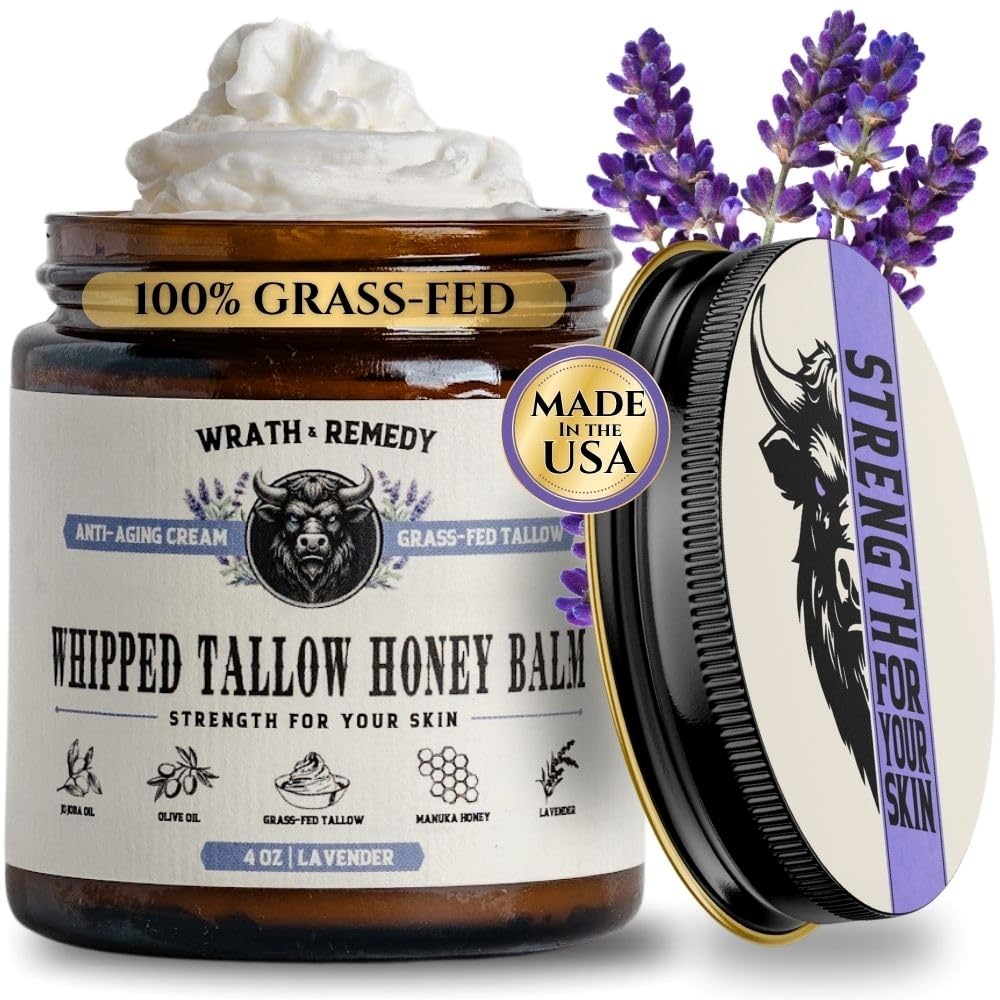 Wrath & Remedy Organic Beef Tallow with Lavender – 4 oz | Grass-Fed, US-Made Balm for Face & Body