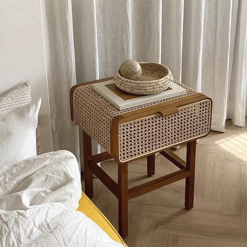 Wren Rattan Side Table, Bedside Table