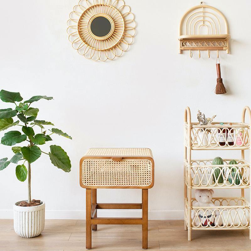Wren Rattan Side Table, Bedside Table