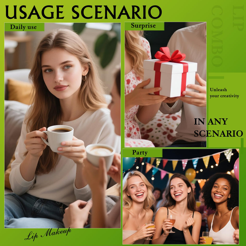 Wugbc Brown Lip Liner Glitter Lip Gloss Oil Click Lip Balm | Hydrating Lip Kit Set