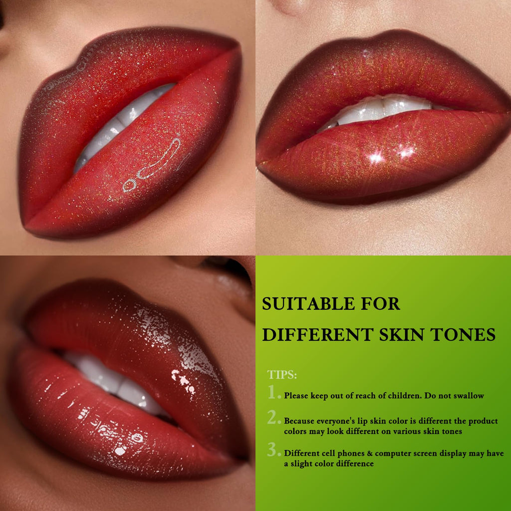 Wugbc Brown Lip Liner Glitter Lip Gloss Oil Click Lip Balm | Hydrating Lip Kit Set