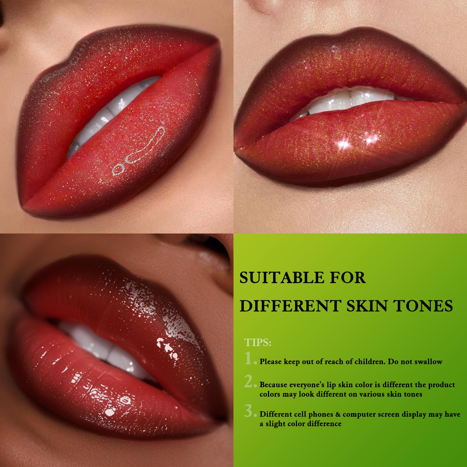 Wugbc Brown Lip Liner Glitter Lip Gloss Oil Click Lip Balm | Hydrating Lip Kit Set