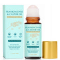 WVJIGE Frankincense & Castor Oil Rose Quartz Roller – Organic Cold-Pressed Castor Oil Roll-On, Removable Rose Quartz, 1.7 fl oz