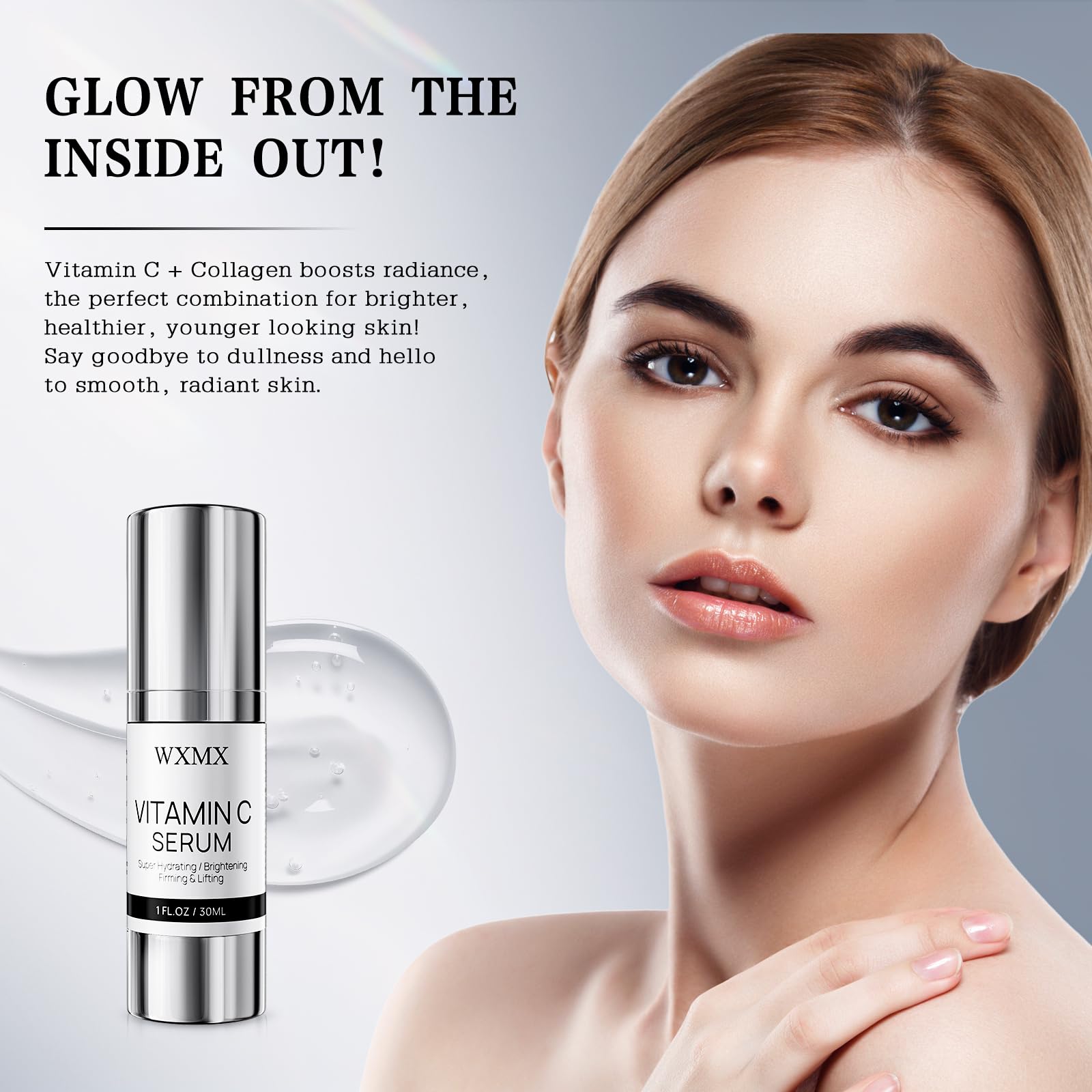 WXMX Super C Serum for Mature Skin | Hydrating Vitamin C + Hyaluronic Acid | 1 fl oz