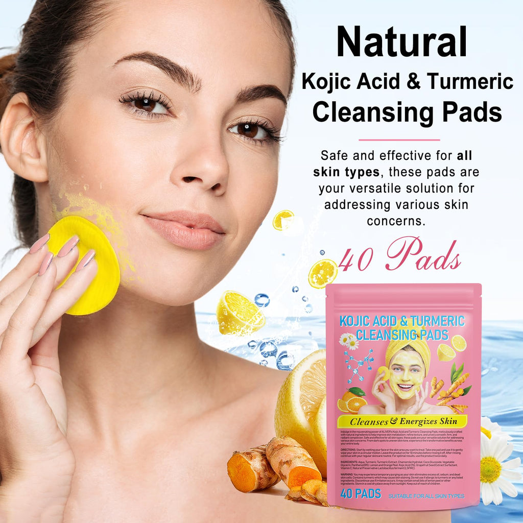 Xaarty 2Pack Turmeric Kojic Acid Cleansing Pads – Balance Oil & Hydration, Exfoliate & Refresh, 80 PCS