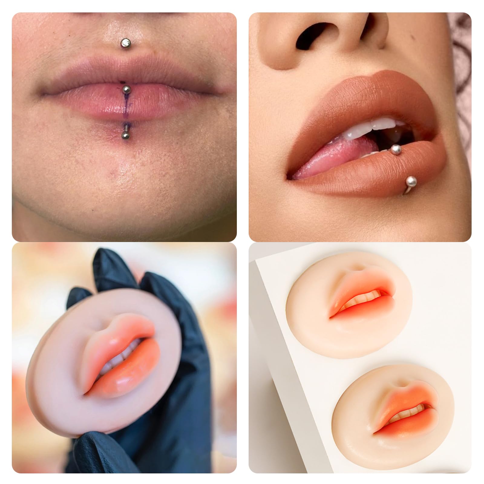 Xcake Lcook Silicone Piercing Practice Model Set – 7 Pcs for Mouth, Nose, Ear, Tongue, Belly Button