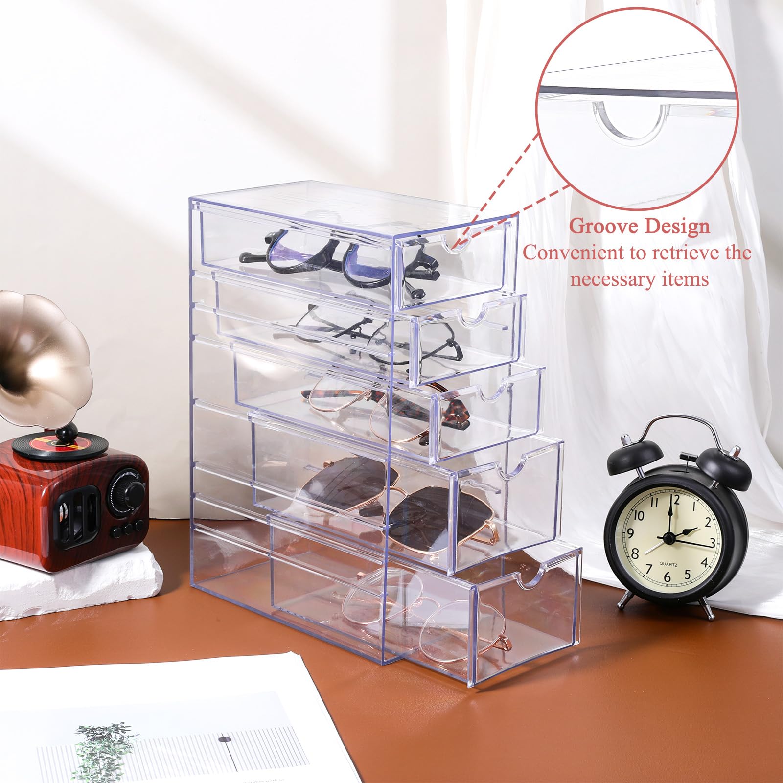 Xelsluthe 5-Drawer Clear Acrylic Hair Accessories Organizer – Spacious 25.5 x 17.5 x 10.5 cm