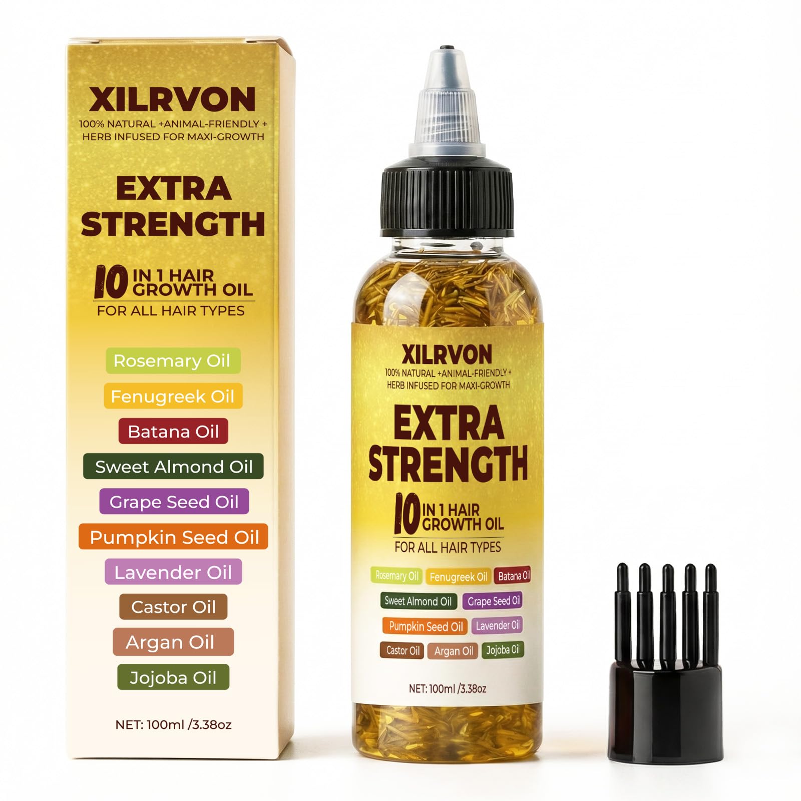 XILRVON Herbal Hair Growth Oil – Extra Strength Rosemary & Fenugreek Blend, 3.38 fl oz