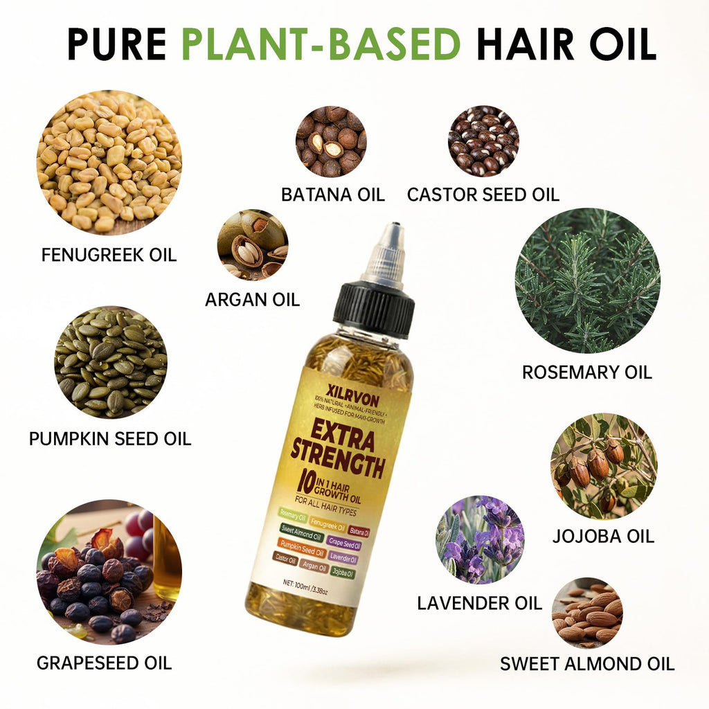 XILRVON Herbal Hair Growth Oil – Extra Strength Rosemary & Fenugreek Blend, 3.38 fl oz
