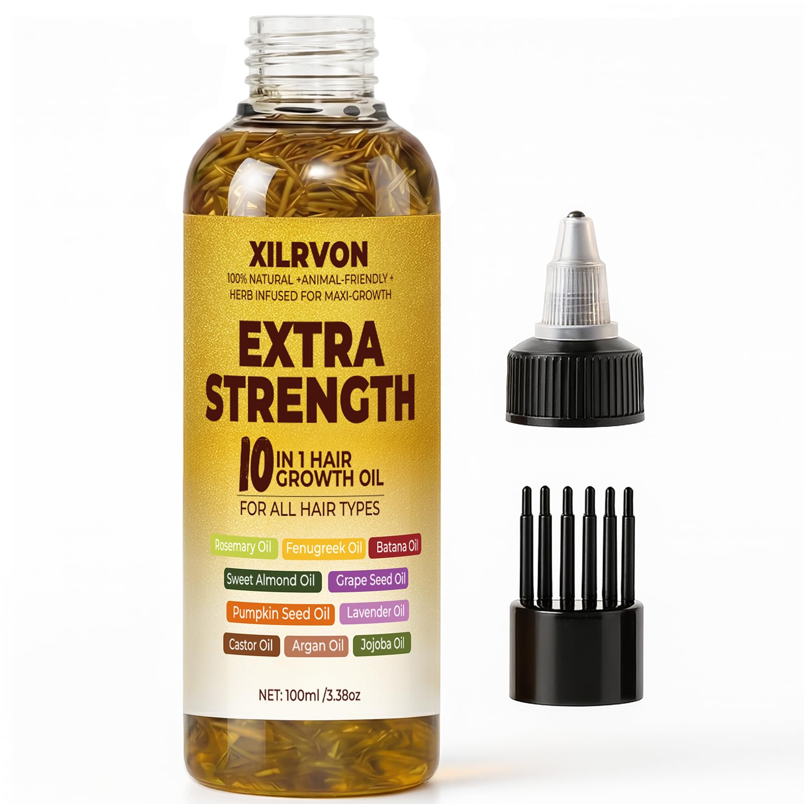 XILRVON Herbal Hair Growth Oil – Extra Strength Rosemary & Fenugreek Blend, 3.38 fl oz