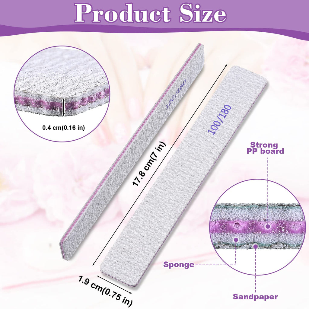 Xinnun 150 Pcs Nail Files 100/180 Grit - Double-Sided Emery Board for Acrylic Nails & Home Salon