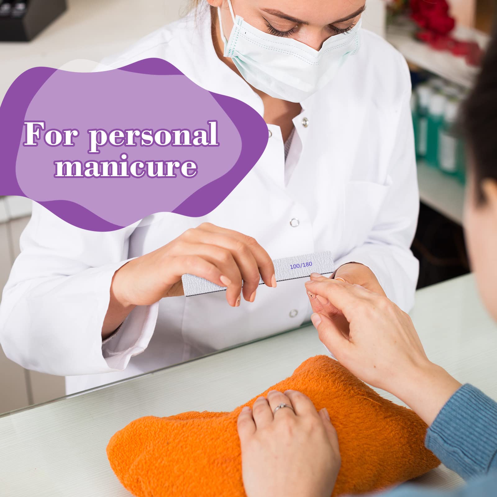 Xinnun 150 Pcs Nail Files 100/180 Grit - Double-Sided Emery Board for Acrylic Nails & Home Salon