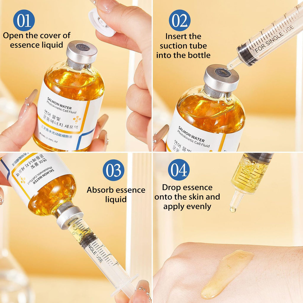 XIRUJNFD Salmon Anti-Wrinkle Serum & Water Light Essence – Hydration & Lifting (50ml x 2)