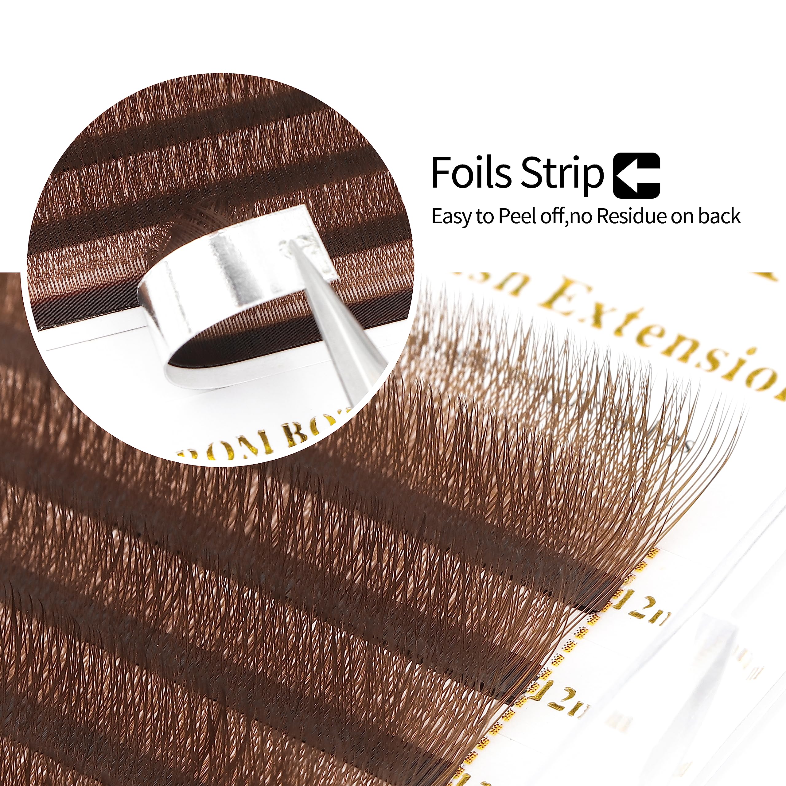 XIUSUZAKI W Lash Extensions – Brown 3D Premade Fans, 0.07mm, C/D Curl, 14mm
