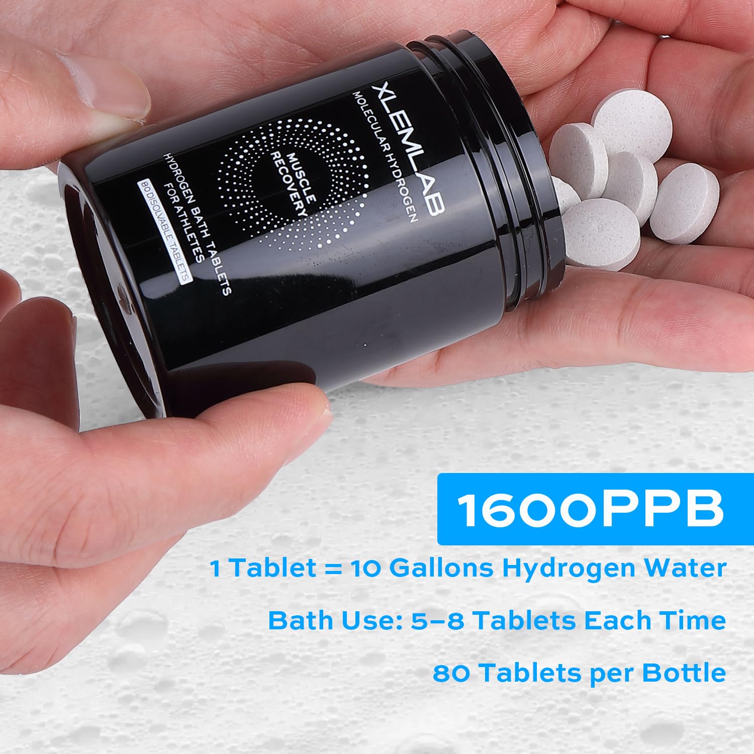XLEMLAB Hydrogen Bath Tablets – Nano Bubble H2 Bath for Muscle Recovery (80 ct)
